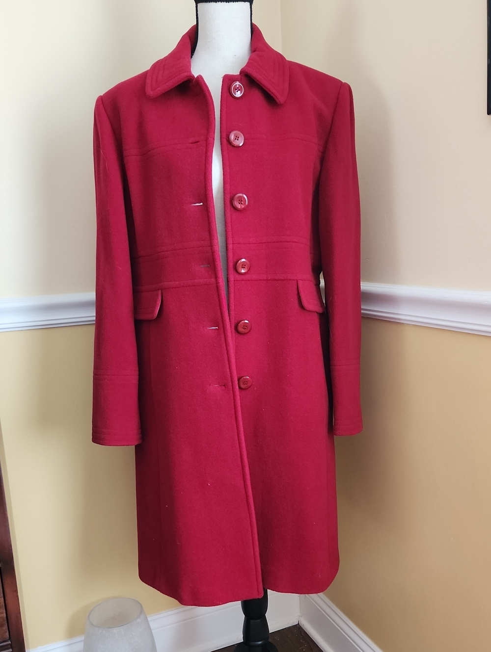 Worthington Classic Women's Cabaret Red Wool Coat Size Medium